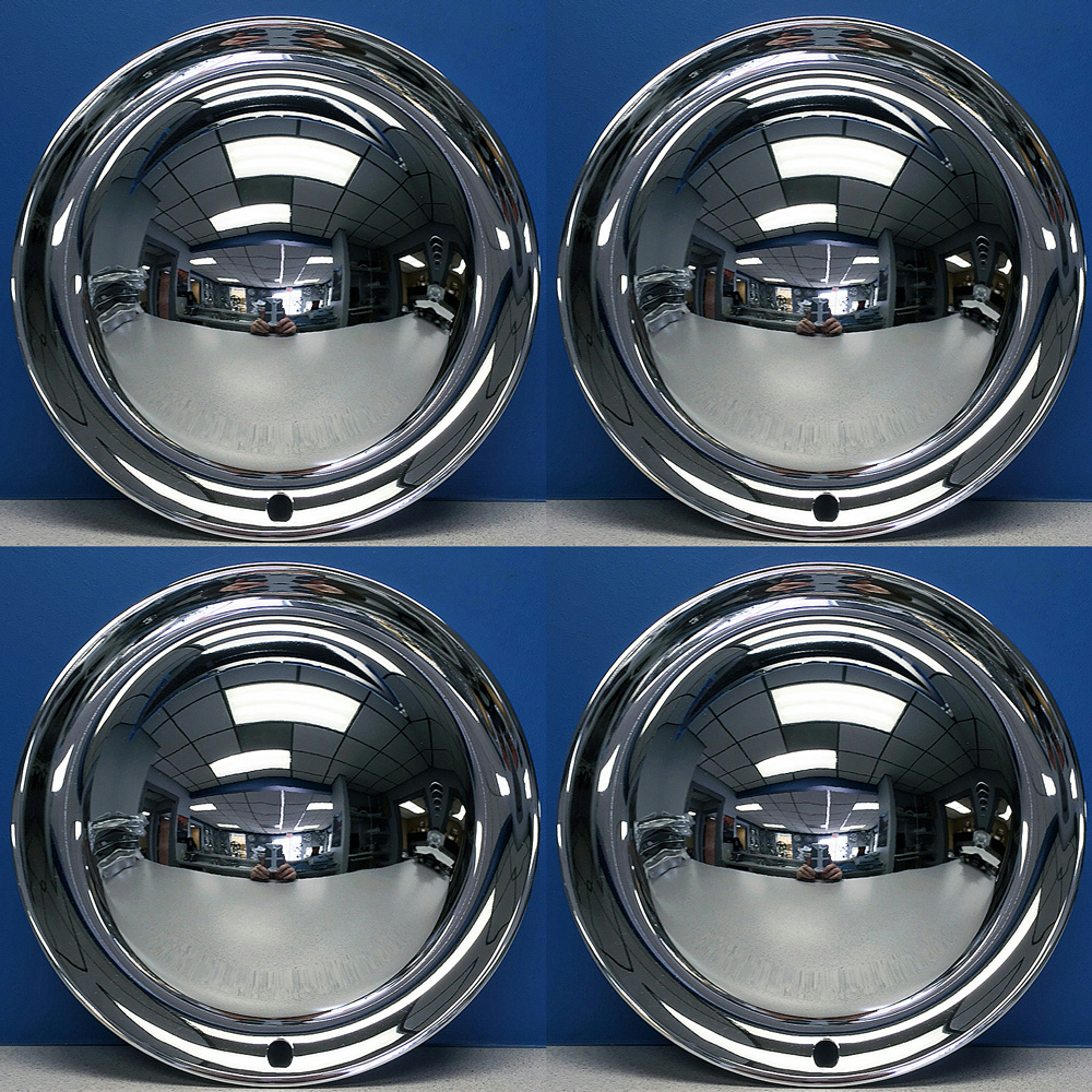 Full Moon Smoothie Style Chrome Steel Hot Rod Hubcaps Wheel Covers