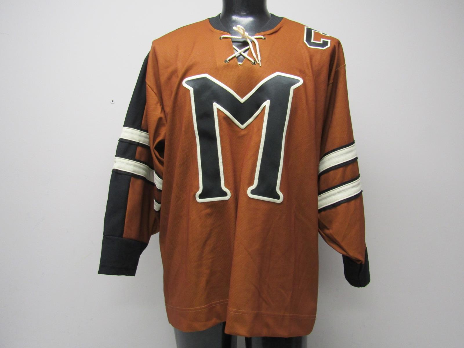 Mad Bros Men's US L 10 Biebe Mystery, Alaska Movie Hockey Jersey Rust