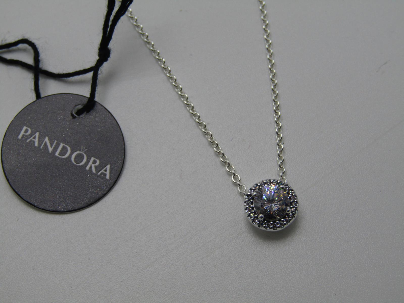 Pandora Round Sparkle Halo Necklace Silver 396240 Jewelry eBay