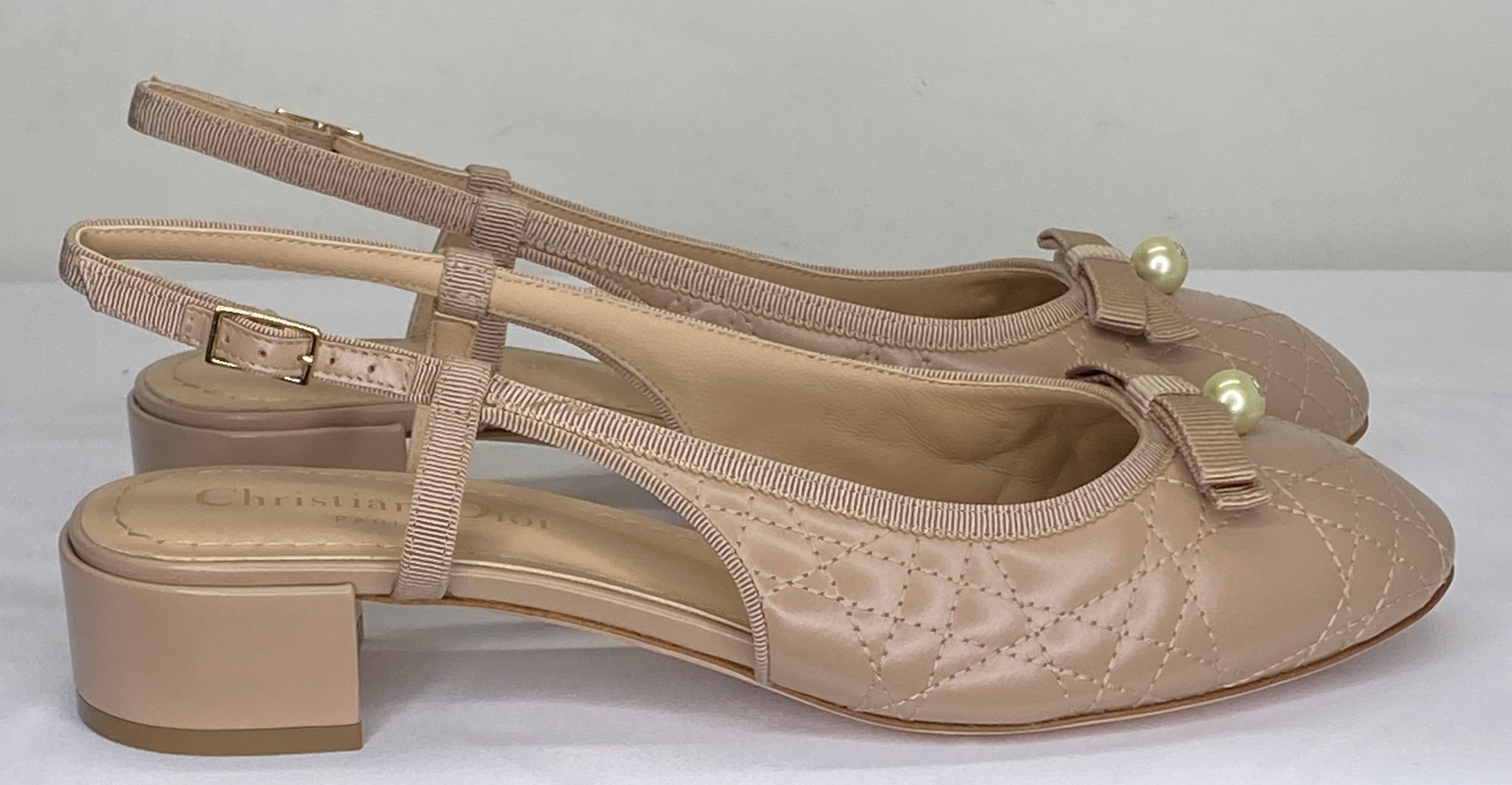 Dior Womens Ballet Slingback Pumps Size 8 Cushioned Round
