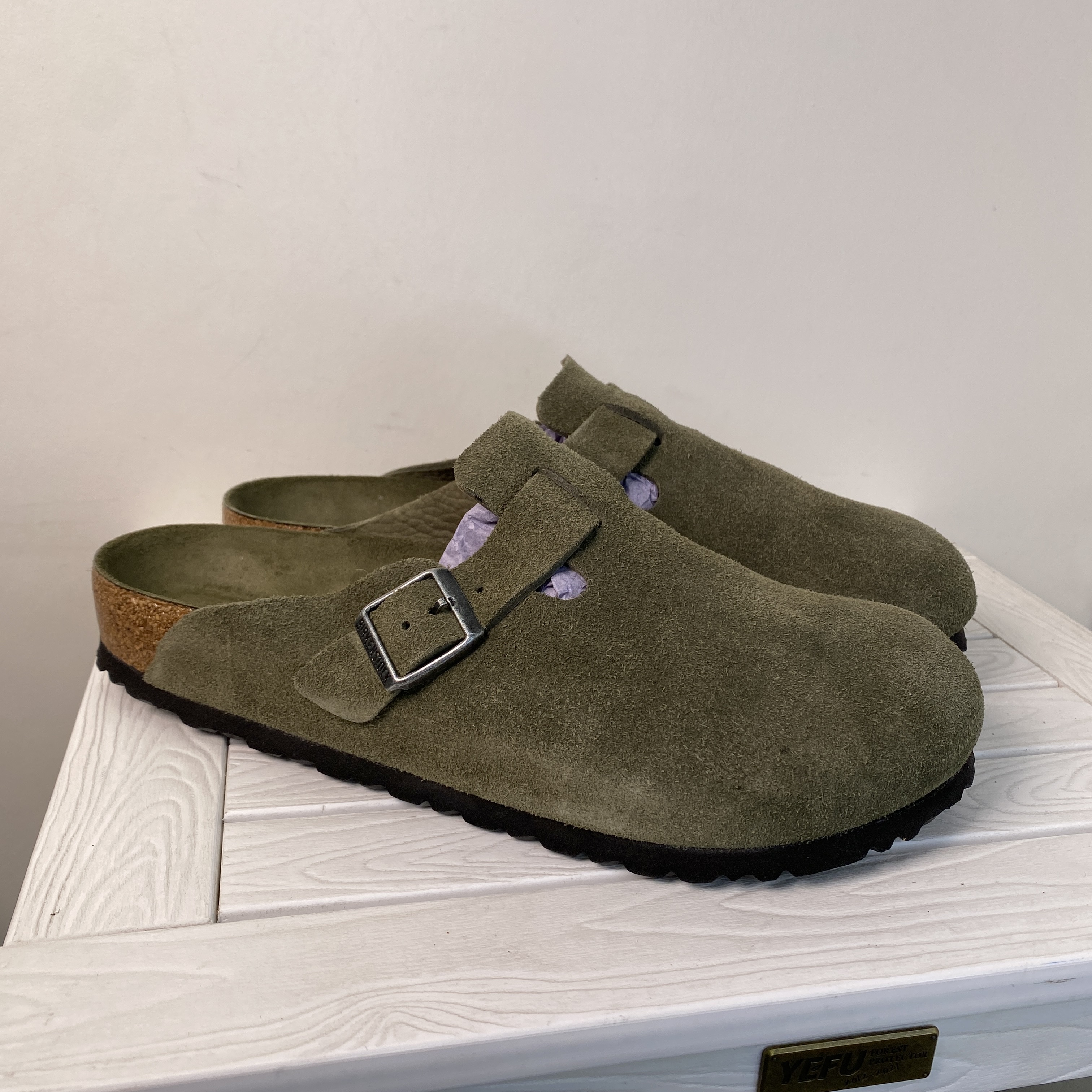 Birkenstock Boston BS Mens Size 10 Green Suede Adjustable  display picture 1