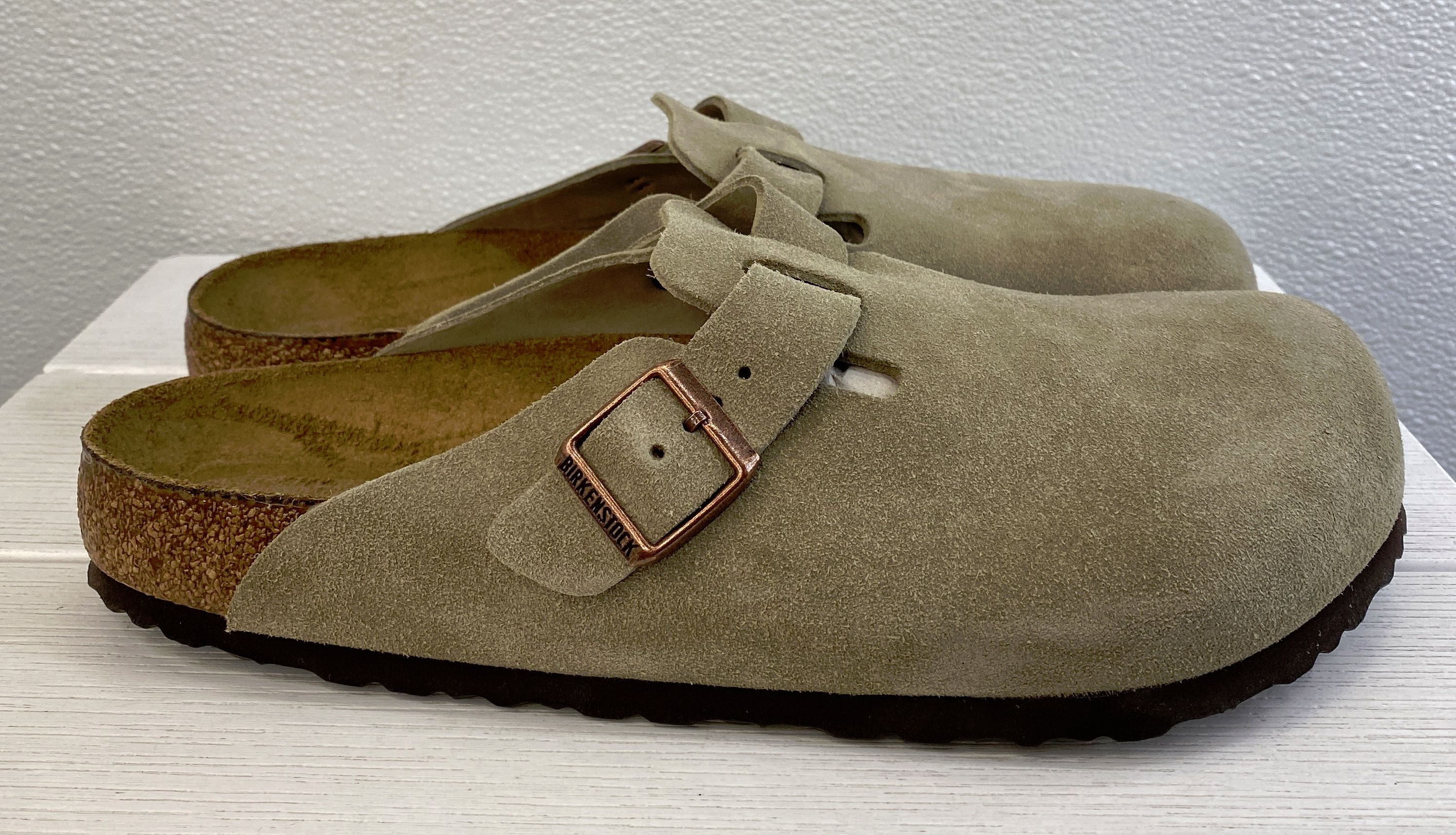 Birkenstock Boston Softbed Clogs Mens SIze 11 Taupe Suede Leather