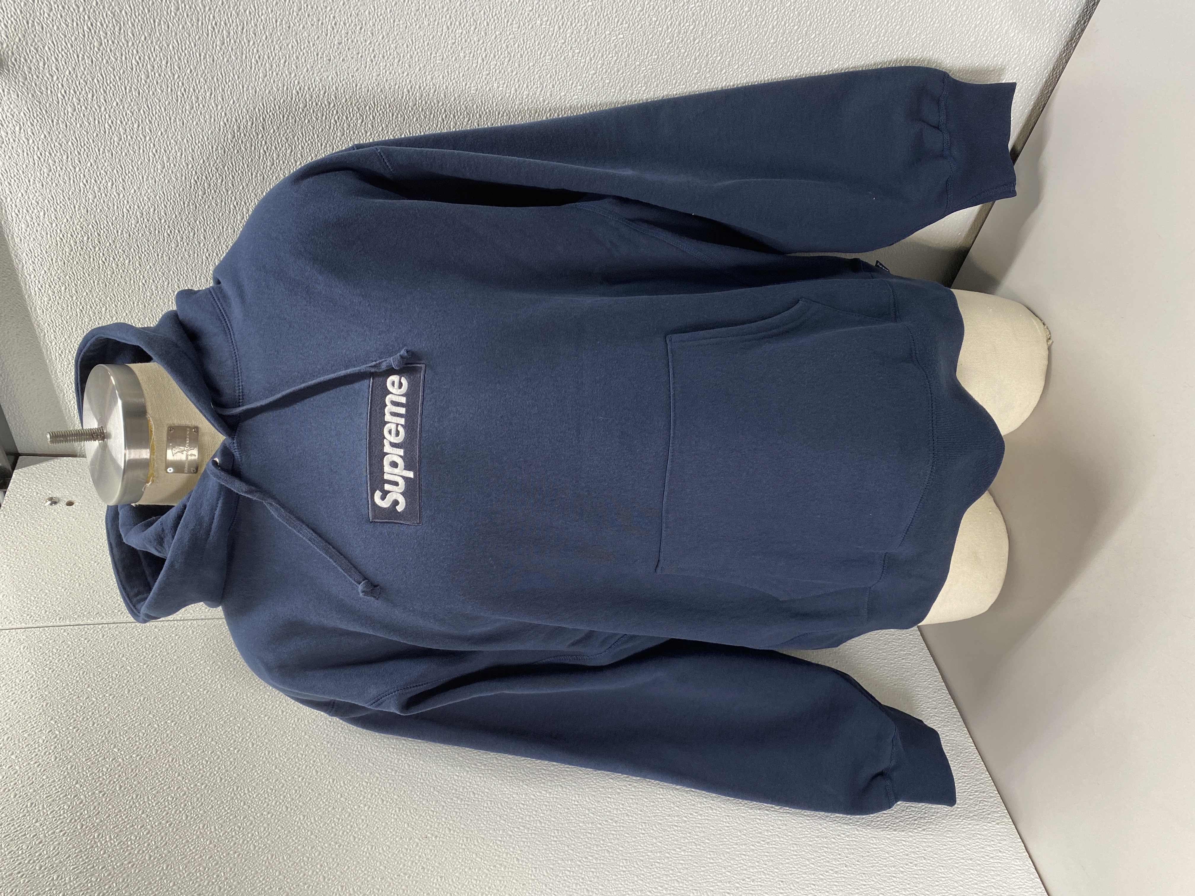 Supreme Mens Box Logo Hooded Cotton Sweatshirt Size XL Navy Blue