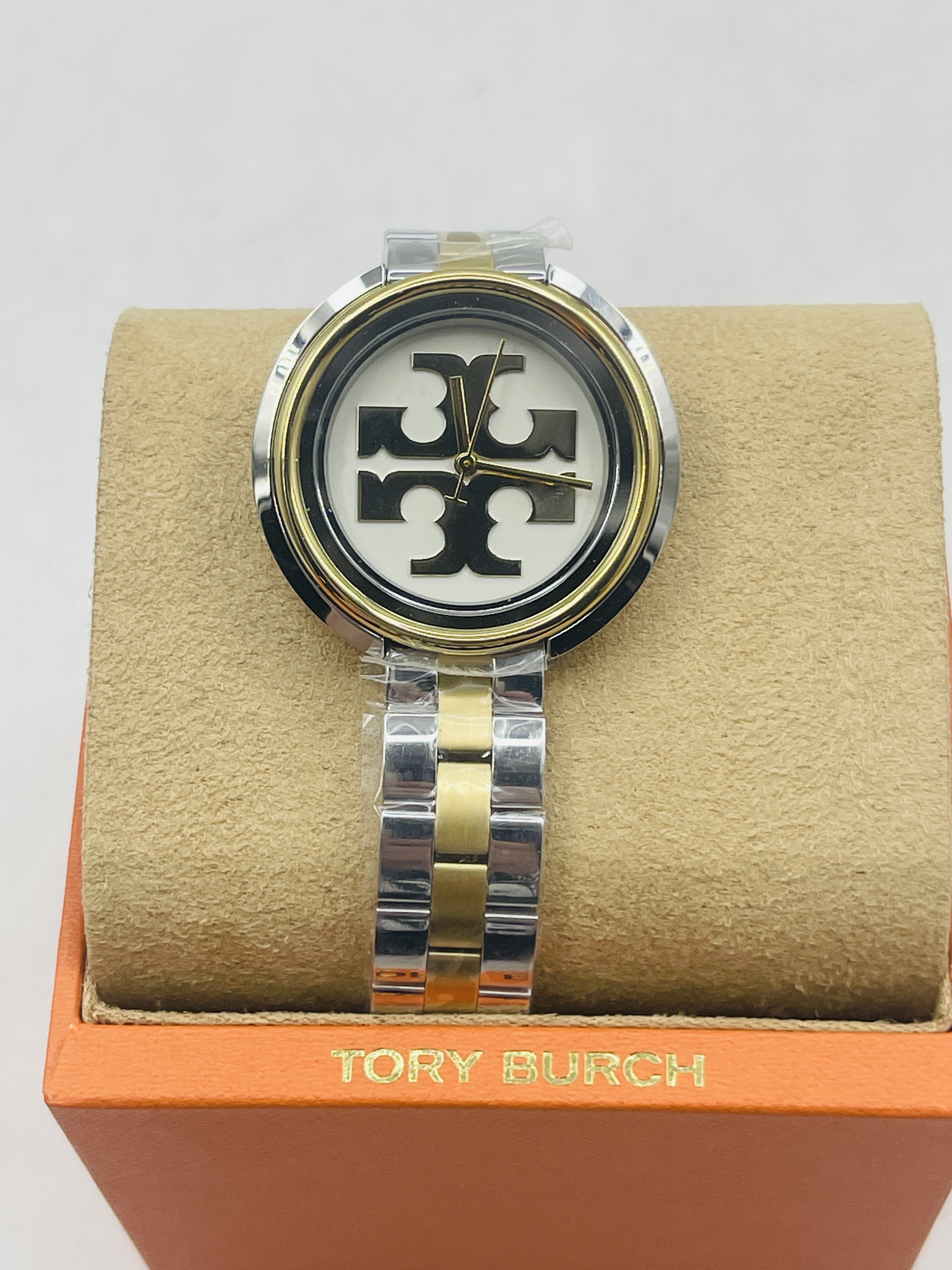 Tory Burch Two-Tone Gold and Silver Miller Bracelet Watch Tory Burch The Miller Womens Watch, White Logo Dial, Two  main image 3