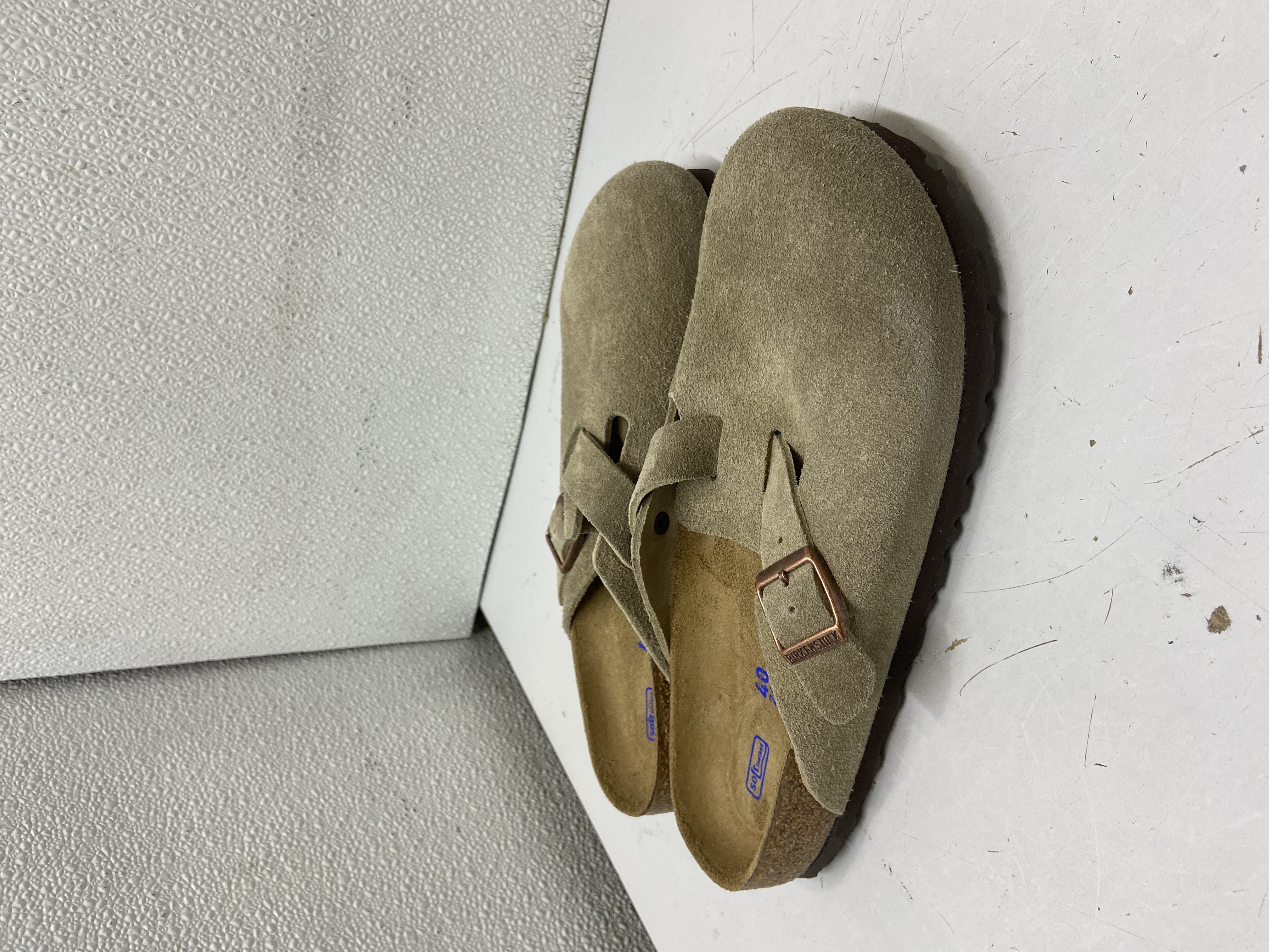 Birkenstock Soft Footbed Boston Clogs Taupe Unisex Size W9 