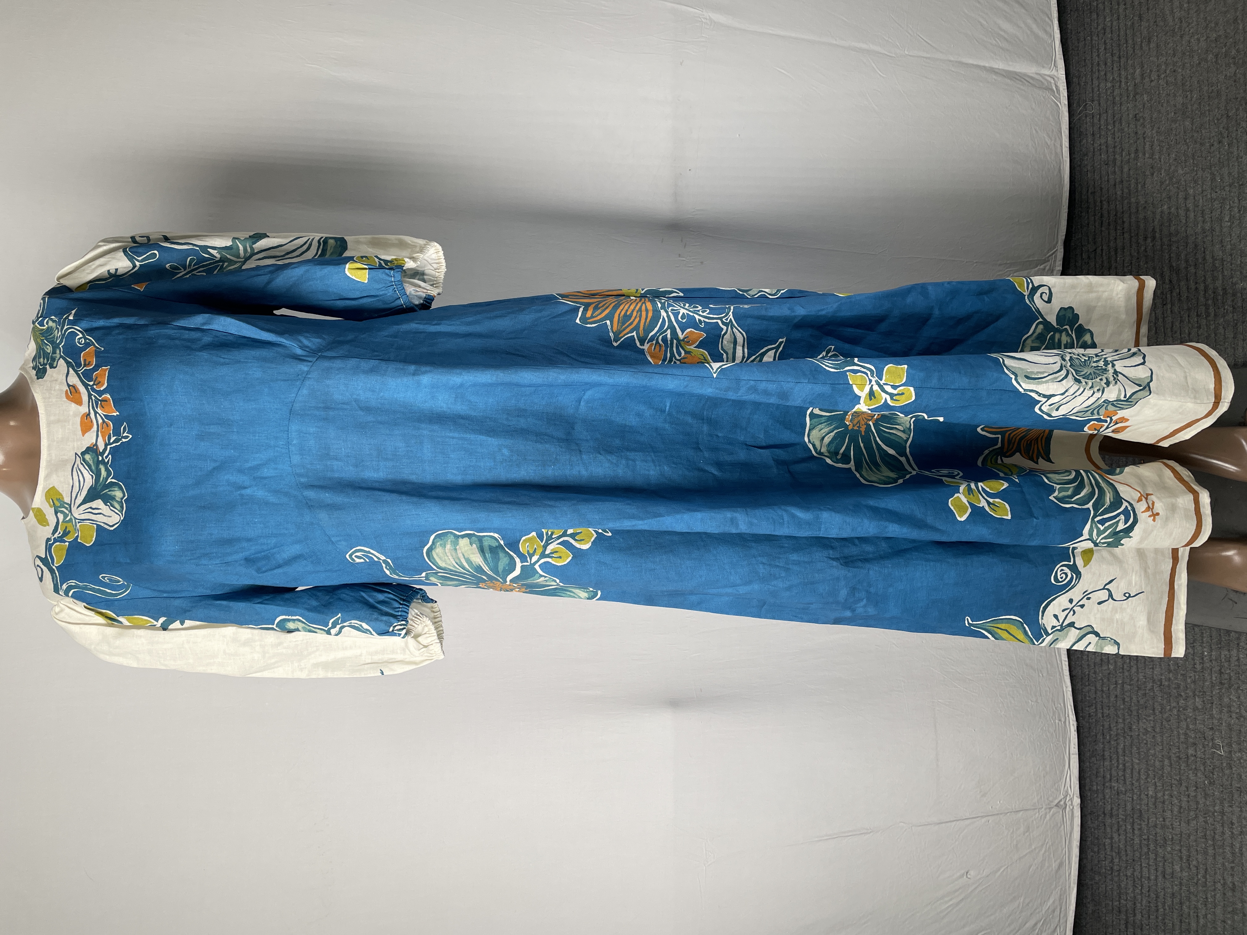 cotton linen dress shirt men Light Blue Cotton-Linen Shirt