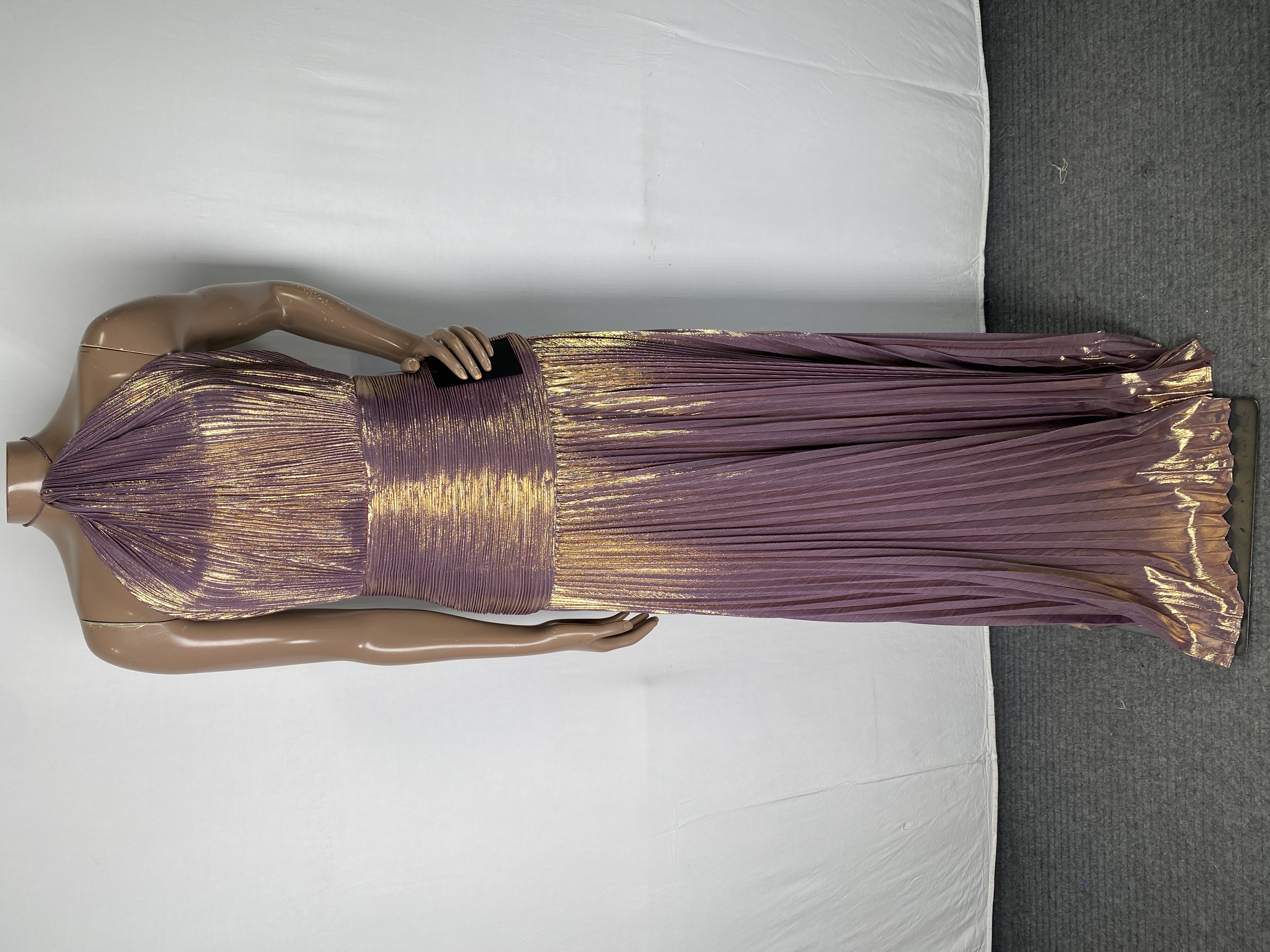 Retrofete Womens Maxi Dress Purple/Gold Size XS Thalia Halter Neck Pleated  | eBay