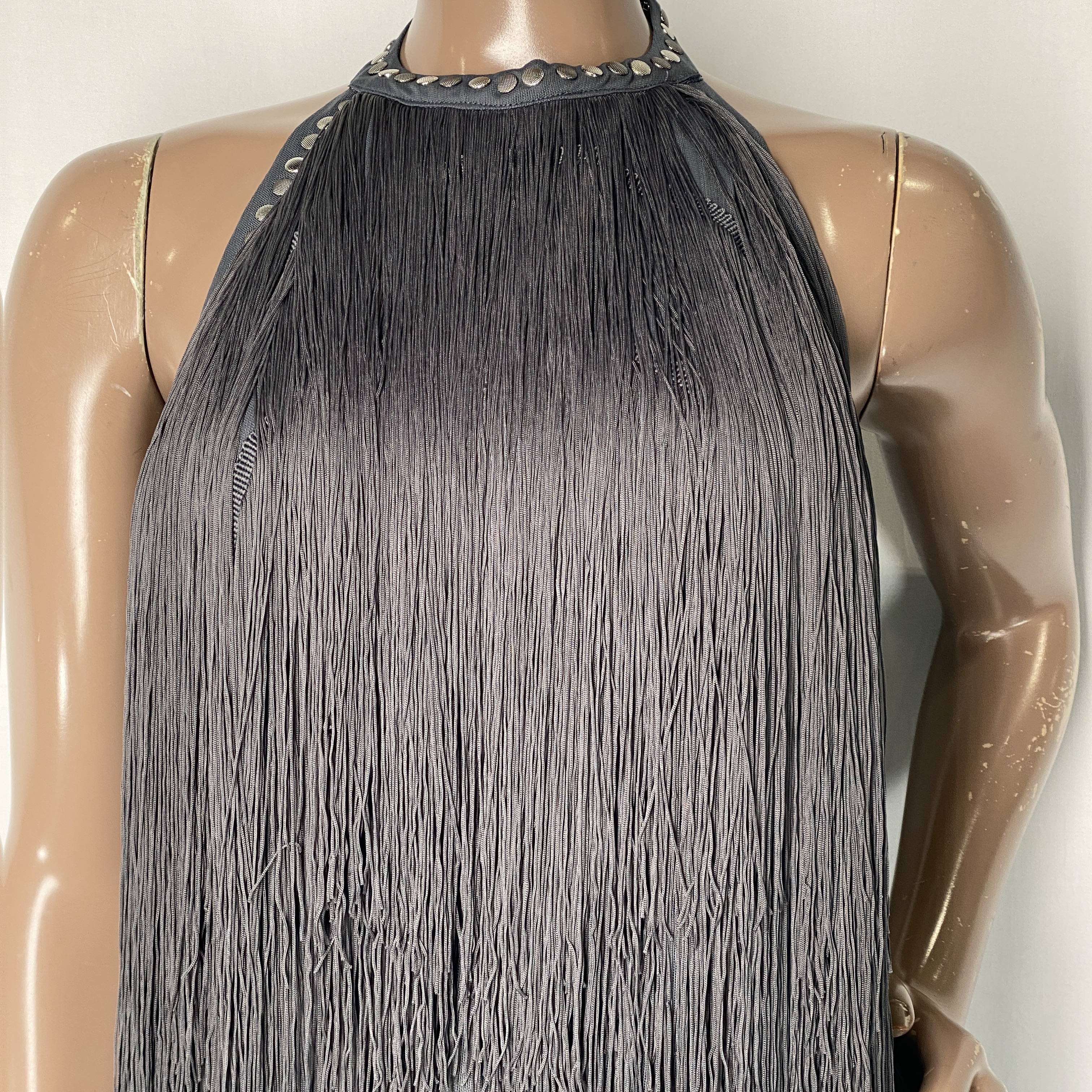 princess polly baby blue dress Jaded London Womens Mini Dress Charcoal Gray Size 4 Vadra Backless Fringe