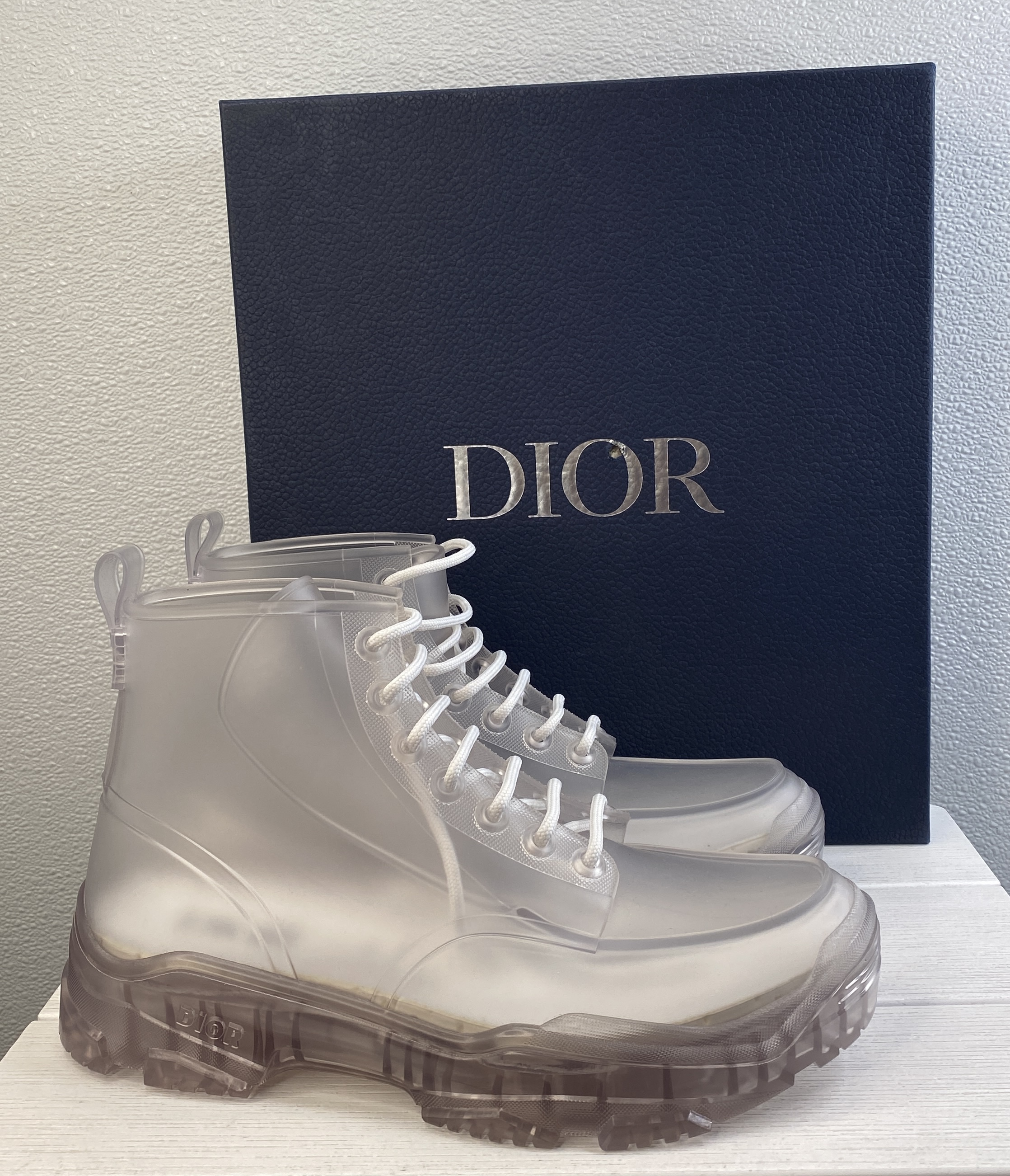 Dior Homme Transparent Combat Boots Men's Size US9 EU42 Clear