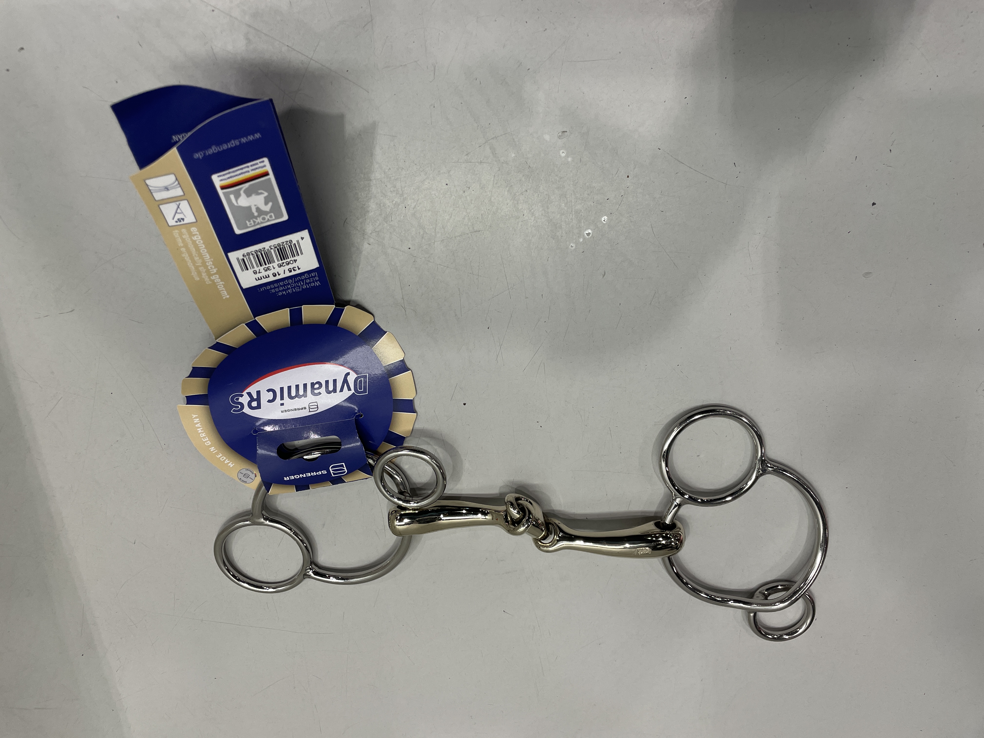 Sprenger Dynamic RS Universal 3-Ring Horse Bit Sensogan Double Broken, 135mm