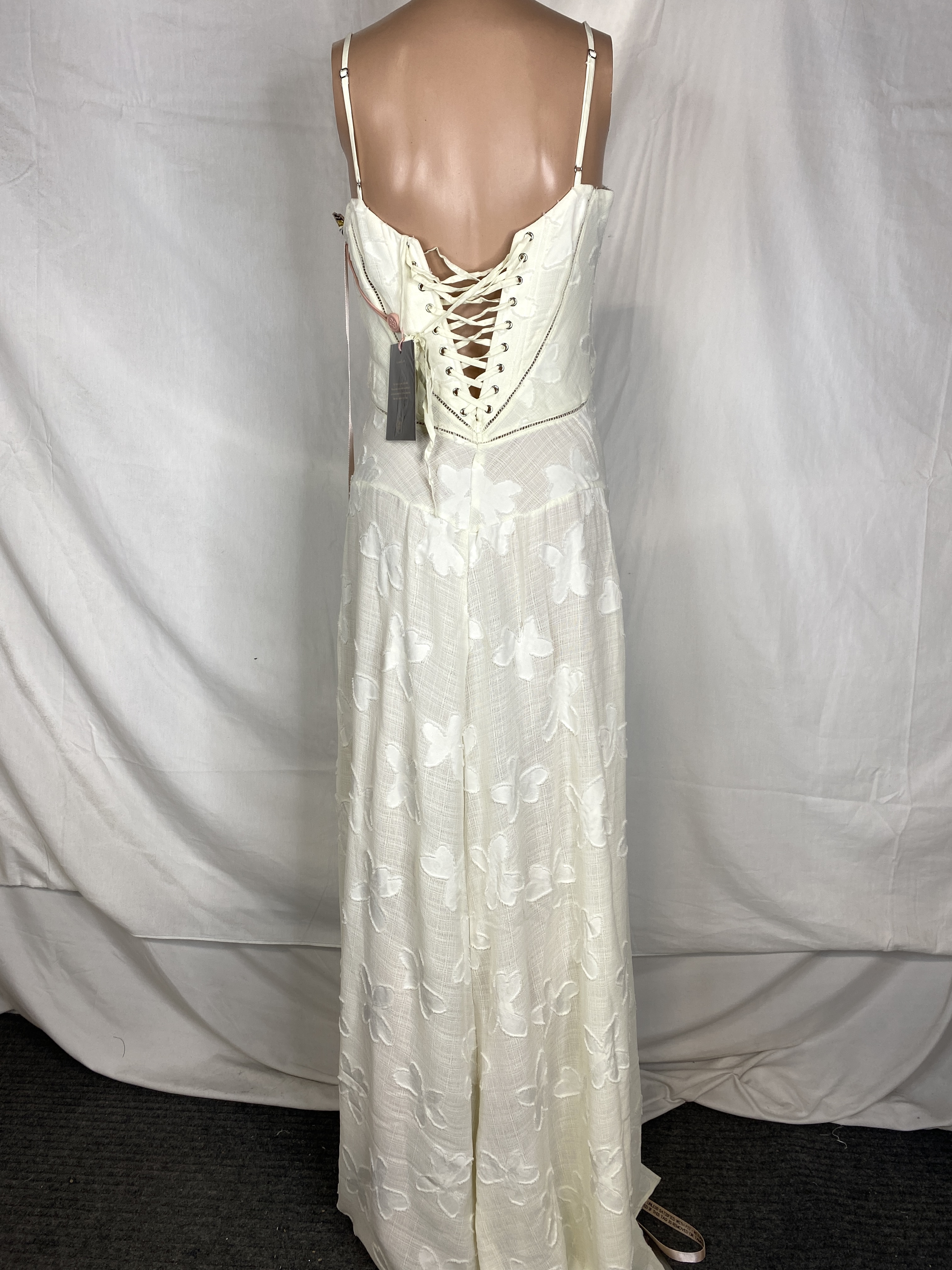 chinese dress ladies House of CB Seren Vintage Cream Floral Lace Back Maxi Dress
