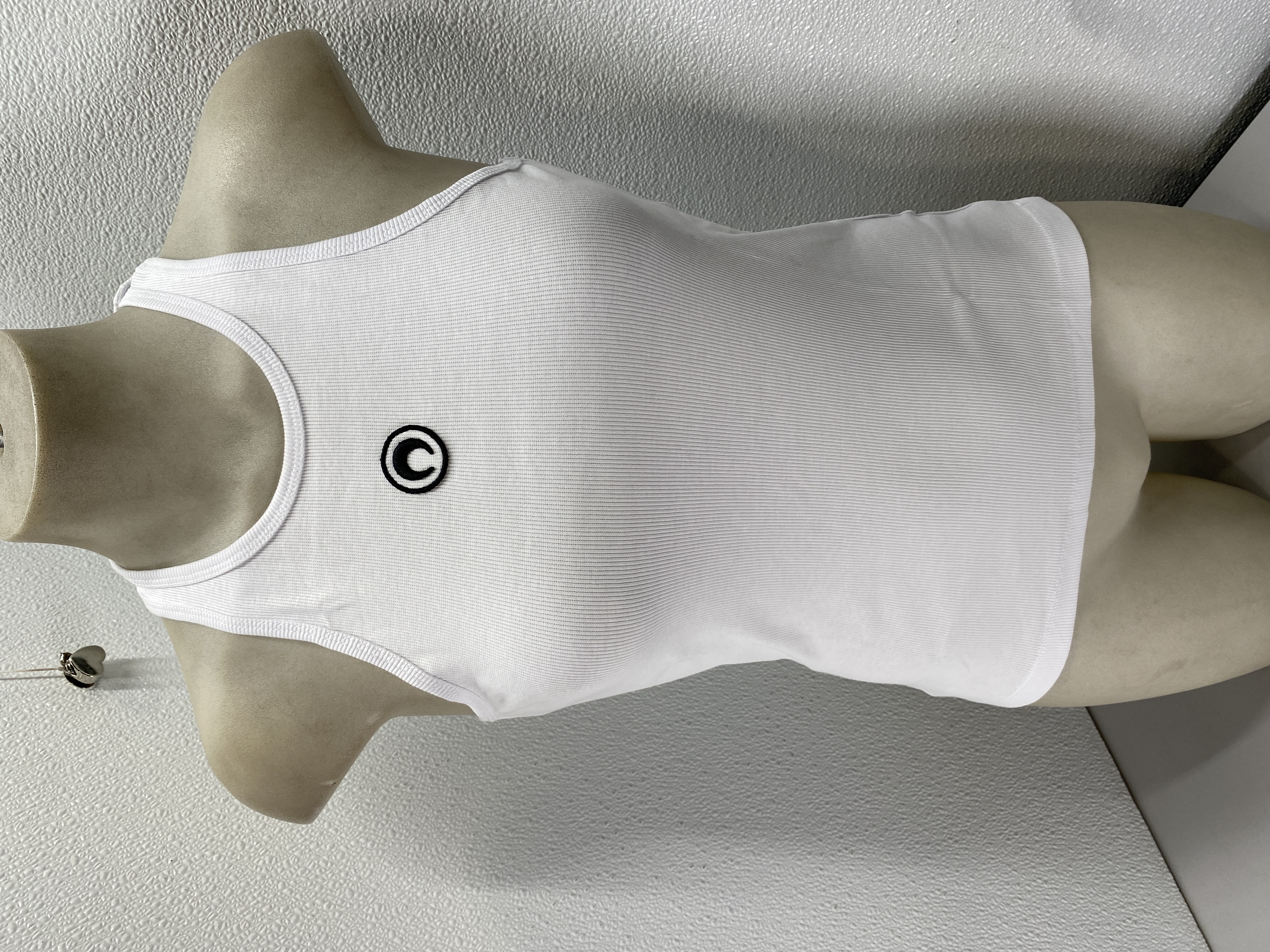 Marine Serre Womens Moon Logo Ribbed Jersey Tank Top Size M White