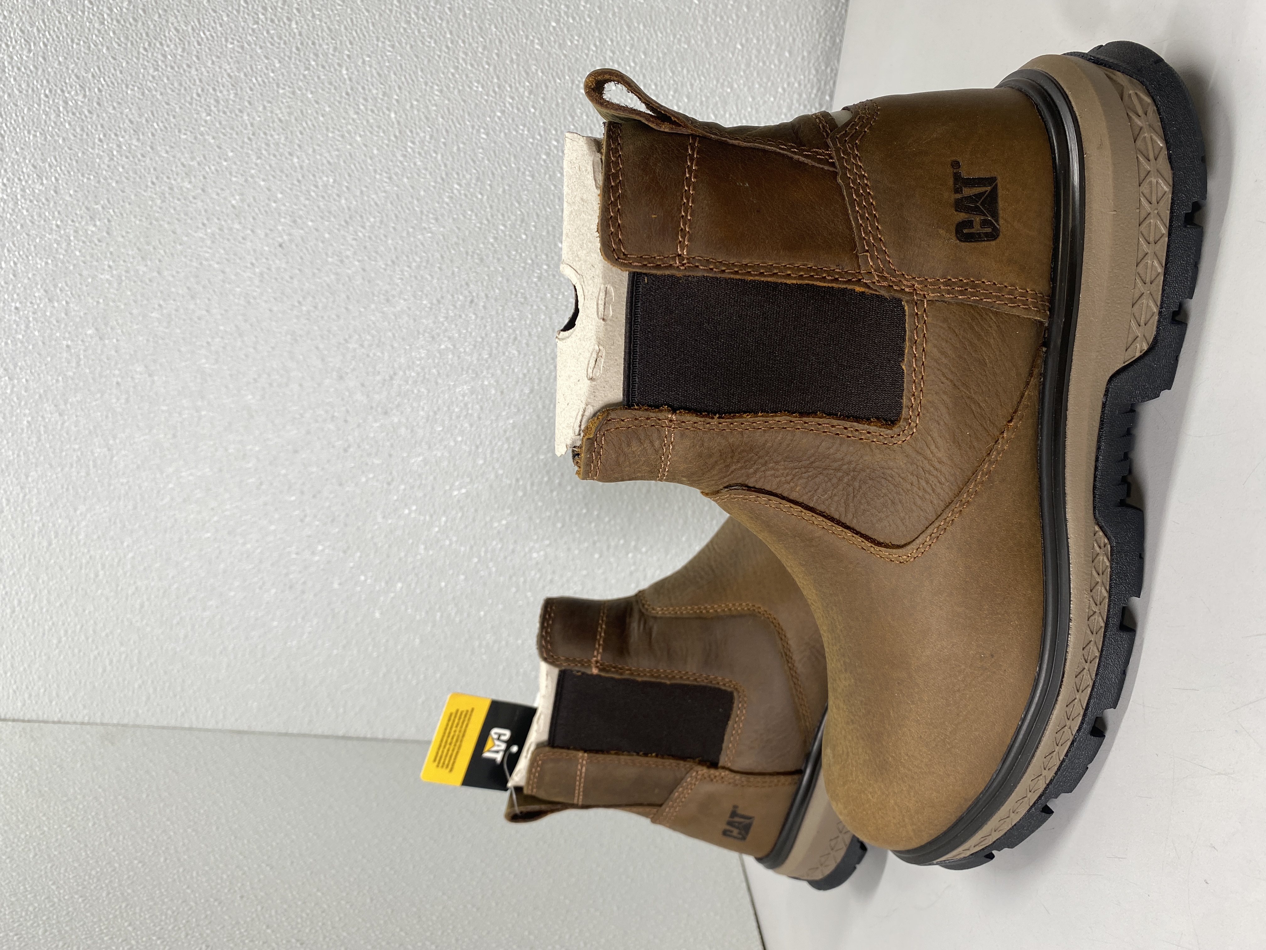 Cat Mens Exposition Chelsea Soft Toe Leather Work Boots Size 8