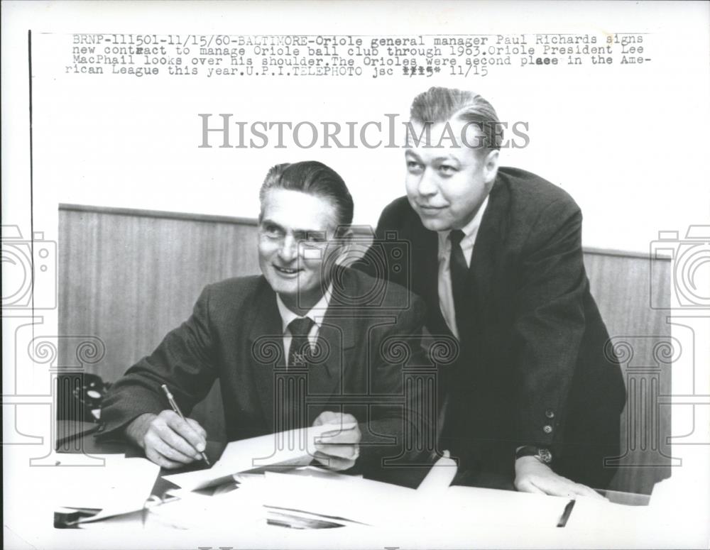 1960 Press Photo Paul Richards Baltimore Oriole MLB GM ...