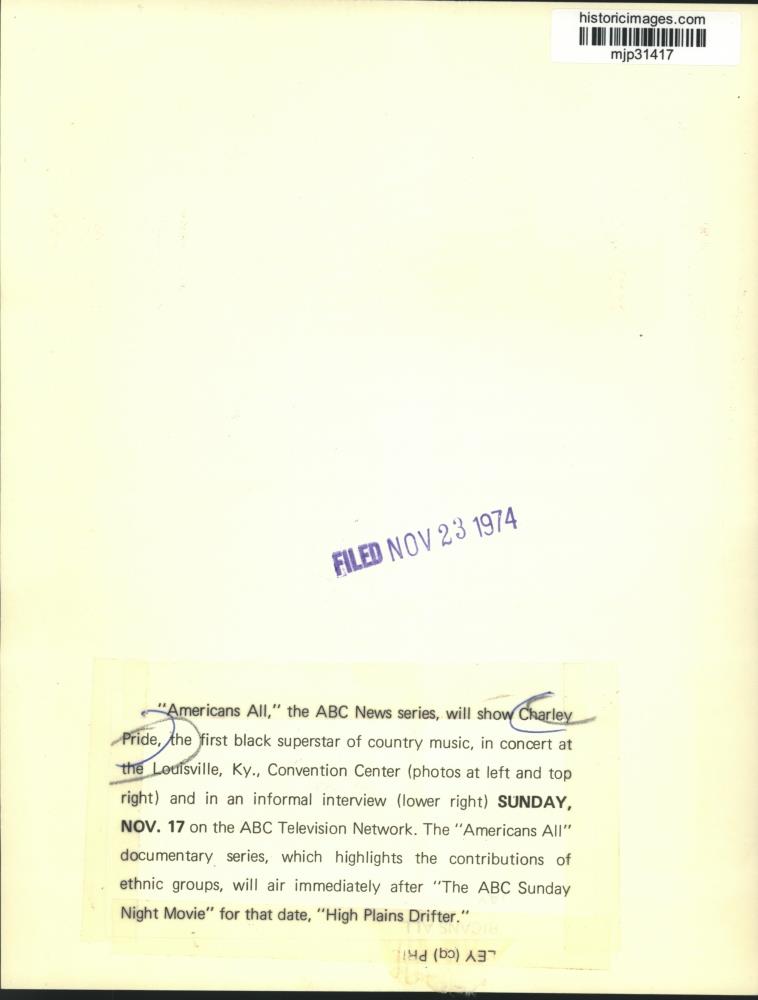 1974 Press Photo Singer Charlie Pride, performing ...