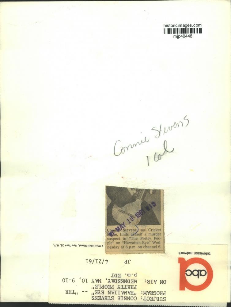1961 Press Photo Ã¢â‚¬Å“hawaiian EyeÃ¢â‚¬Â Star Connie