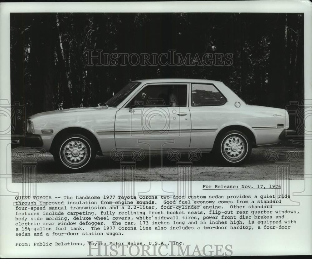 1976 Press Photo The quiet, handsome 1977 Toyota Corona two-door