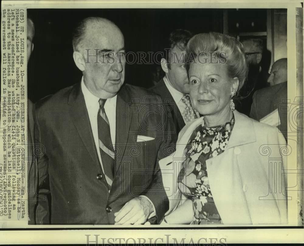 1970 Press Photo Attorney General and Mrs. John Mitchell at news ...