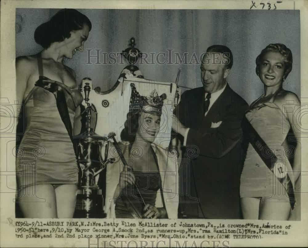 1950 Press Photo Mrs Betty Ellen Mcallister Crowned Mrs America Of