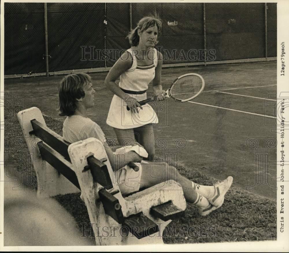 1979 Press Photo Tennis Players Chris Evert And John Lloyd At Holiday Park Ebay