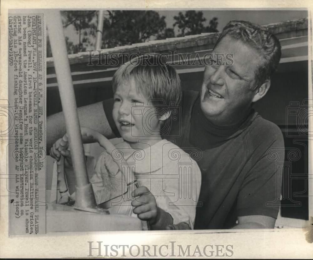 1970 Press Photo Baltimore Orioles' John "Boog" Powell & daughter, Miami, FL | eBay