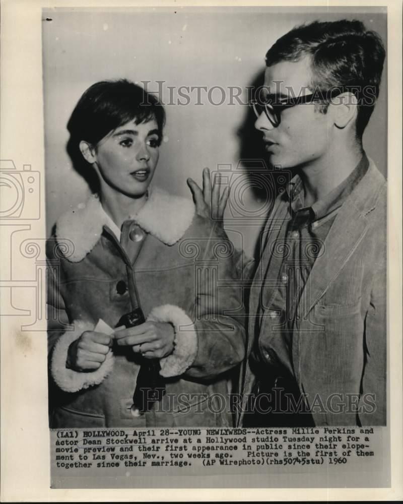 1960 Press Photo Actress Millie Perkins And Actor Dean Stockwell In 