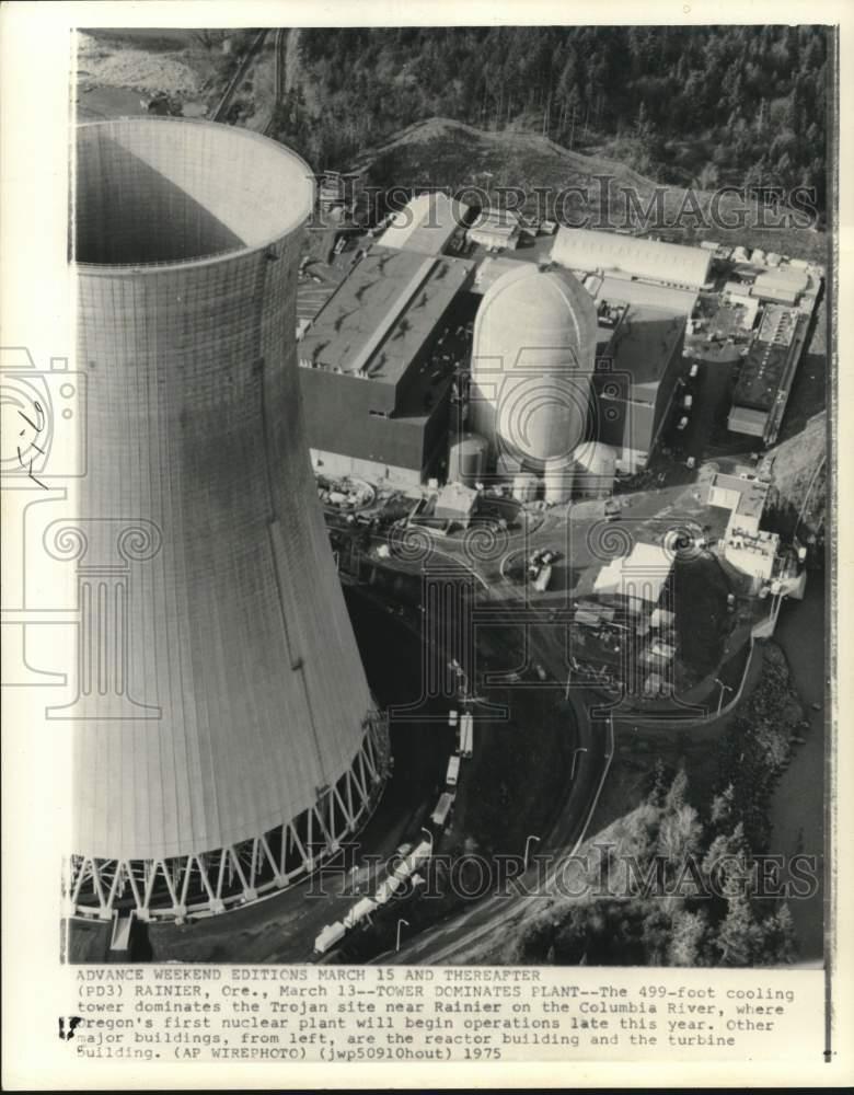 1975 Press Photo Trojan Nuclear Power Plant, Rainier