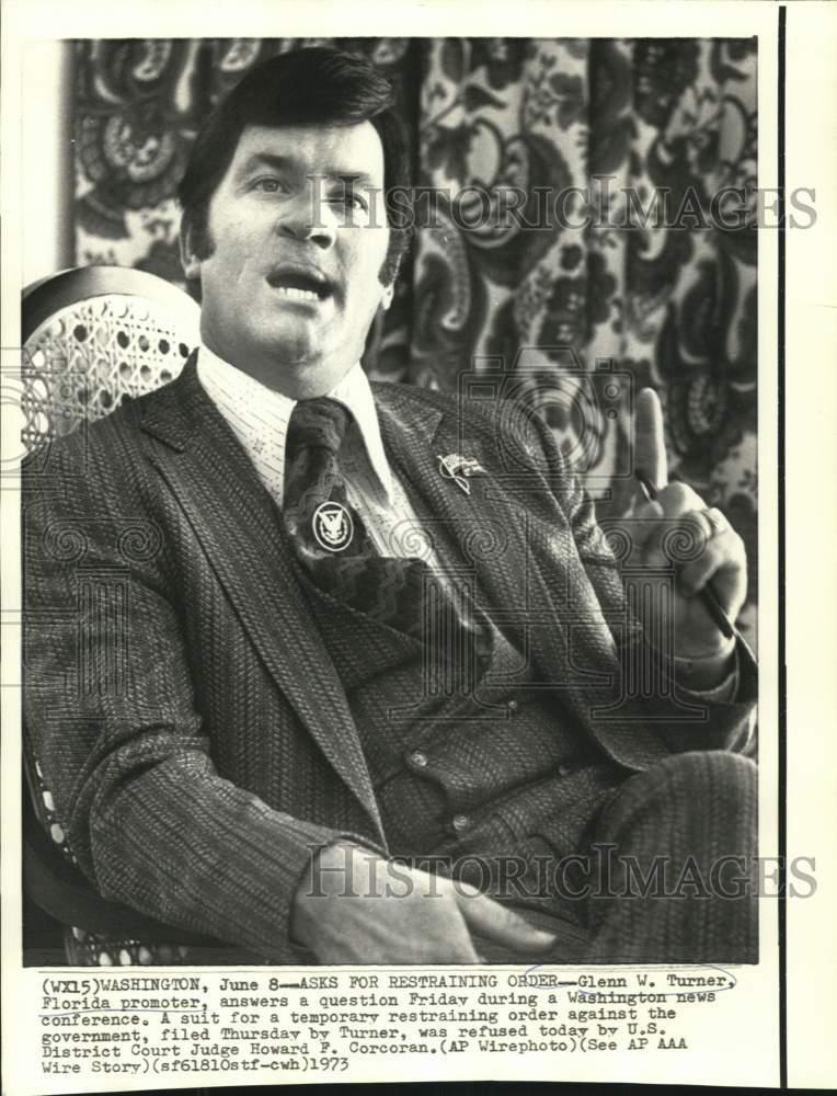 1973 Press Photo Florida Promoter Glenn W. Turner at