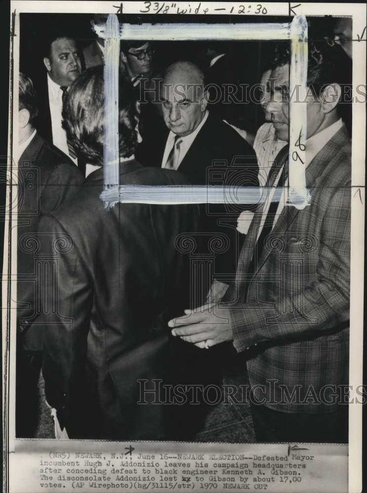 1970 Press Photo Hugh Addonizio leaving New Jersey campaign ...