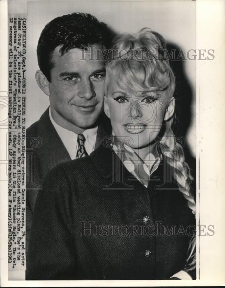 1963 Press Photo Connie Stevens with James Stacy in Hollywood ...