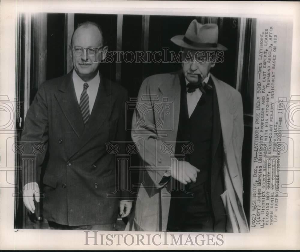 1952 Press Photo Owen Lattimore and attorney leave Washington's ...