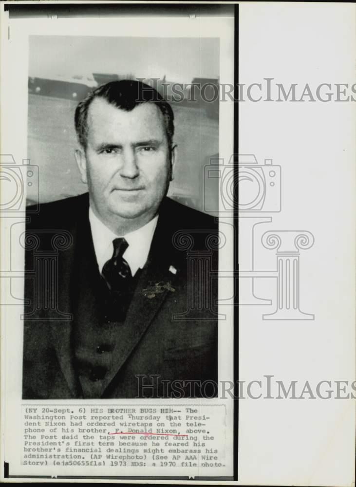 1970 Press Photo F. Donald Nixon, brother of President Nixon