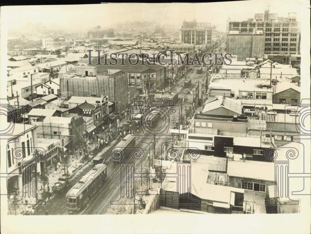 1938 Press Photo Aerial view of Ginza Street in Tokyo, Japan