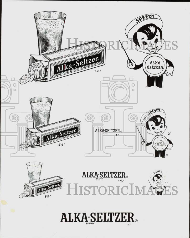 1976 Press Photo Speedy Alka-Seltzer advertisements in different