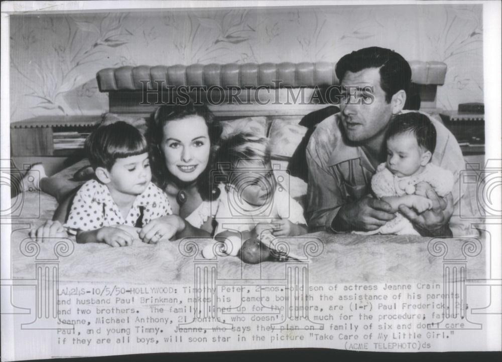 1950 Press Photo Old Son Actress Jeanne Crain Brinkman