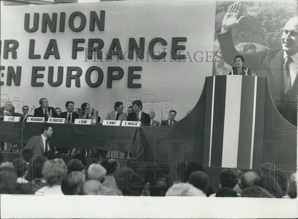 1979 Press Photo Simone Veil Speaks at &quot;Union pour la