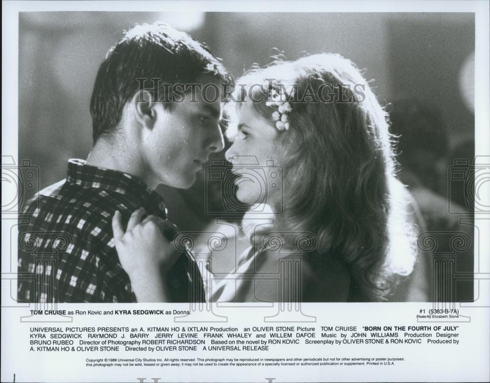 1989 Press Photo Tom Cruise Kyra Sedgwick Star In Born On The Fourth
