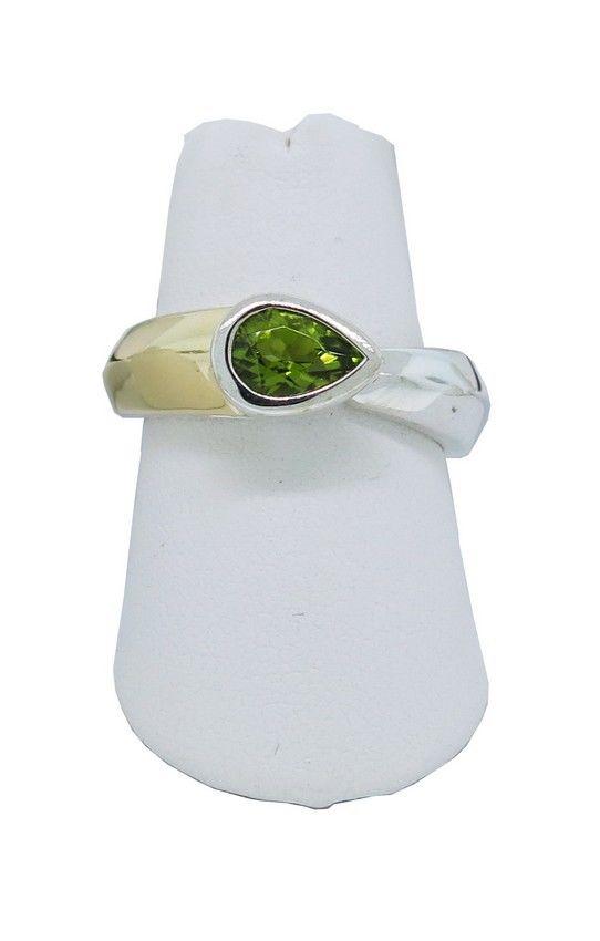 Lorenzo LZR111-PE Women's Sterling Silver 18K Pear Peridot