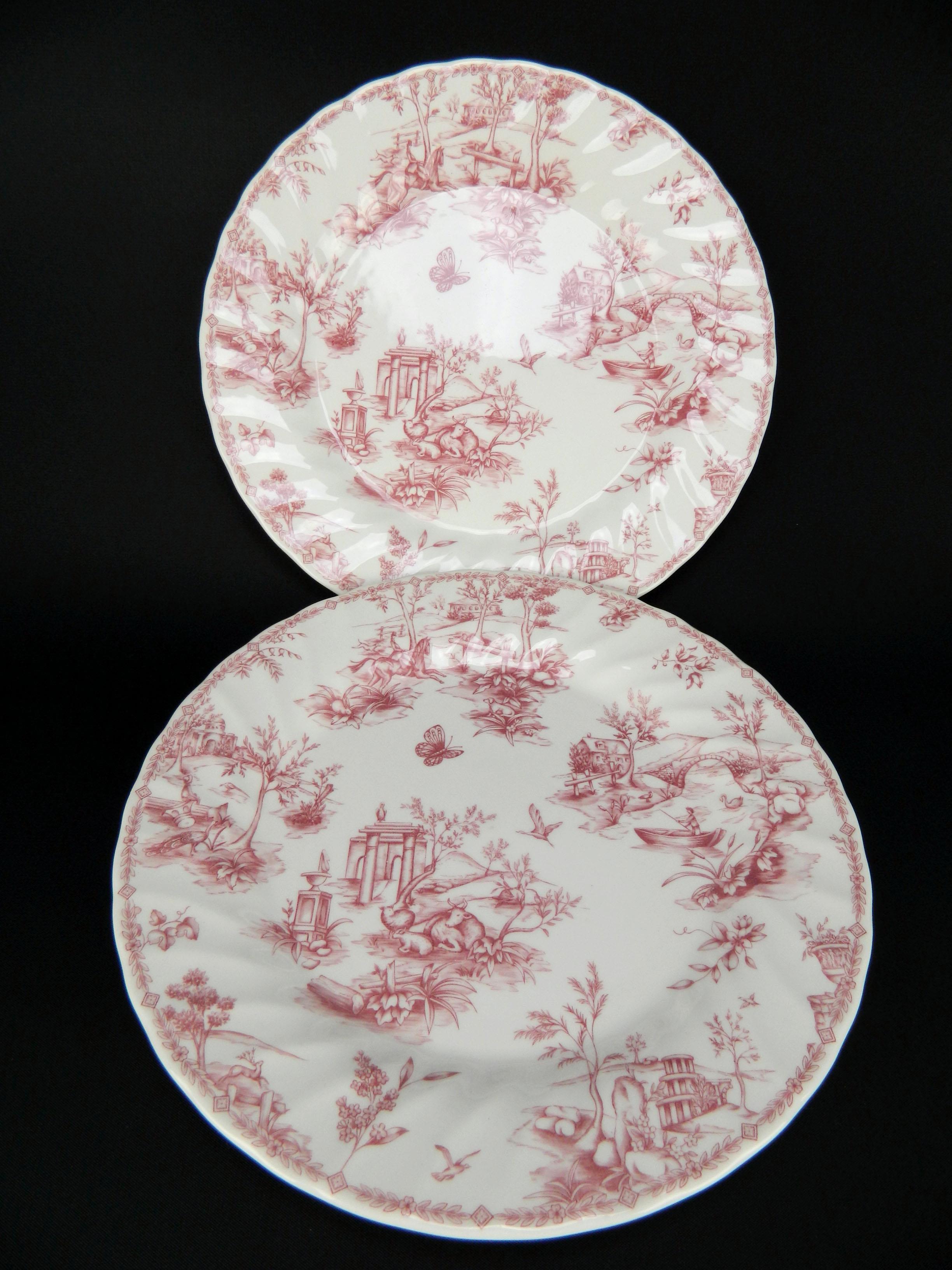 Churchill Dinnerware ToilePink Scalloped Dinner Plate 10" Country Farm