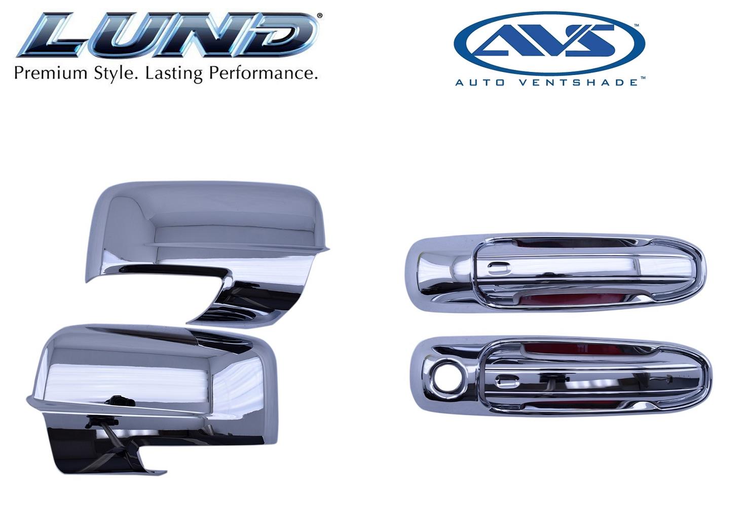 Fuel Door /& Mirror Covers *NEW* Lund AVS Combo Kit Ford Chrome Door Handle