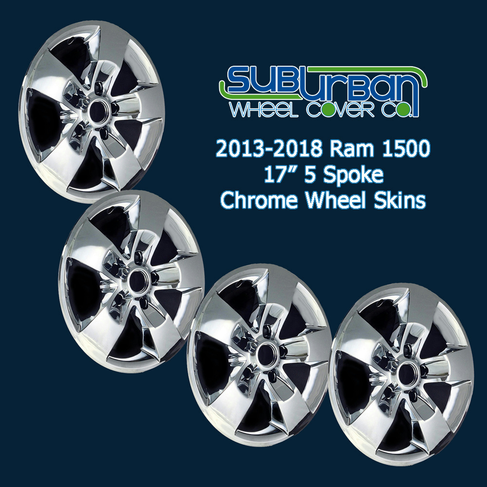 2013-2018 Ram 1500 SLT /& EXPRESS # IMP-345X 17/" 5 Spoke Chrome Wheel Skins SET//4