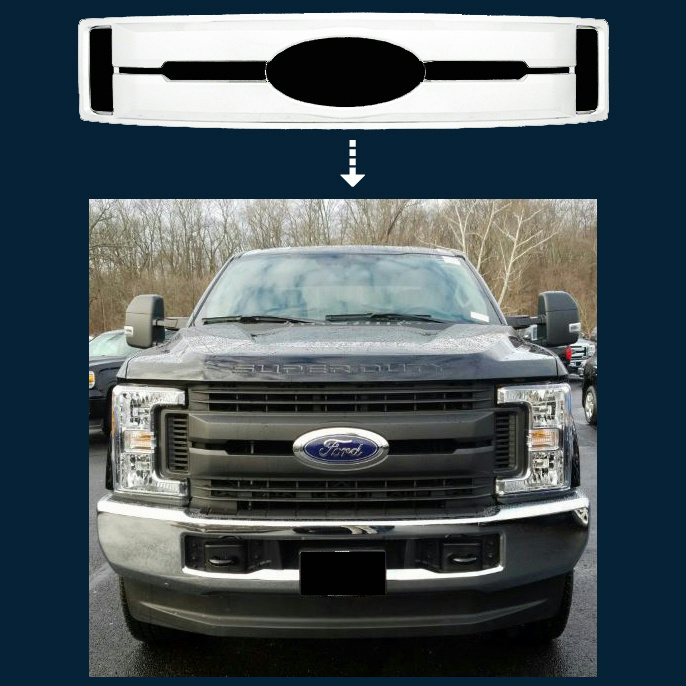 Grille Assembly Compatible with 2006-2007 Ford F-250 Super Duty Horizontal Bar Insert Honeycomb Side Insert Chrome Shell and Insert