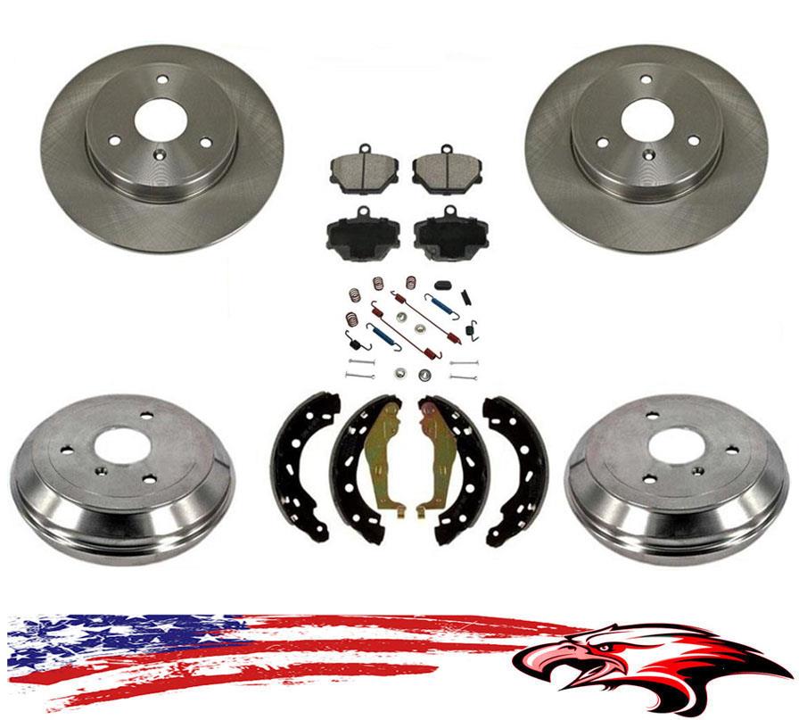 Front Rear Disc Brake Rotors Semi-Metallic Pads And Drum Kit 7Pc For Ford Focus