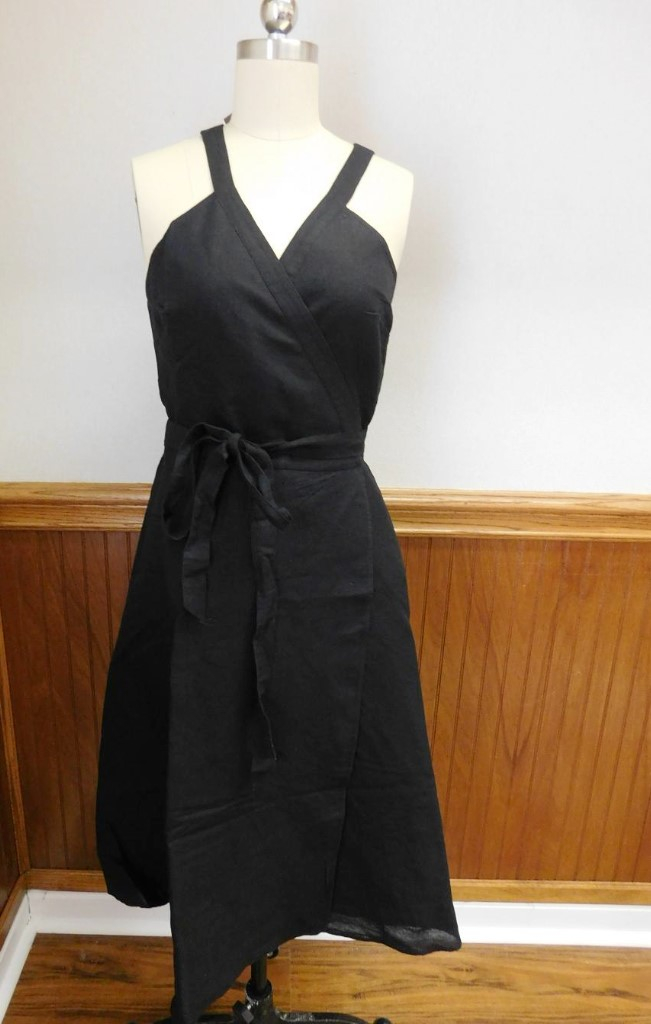 j crew linen wrap dress sz S in black J4732 LYN