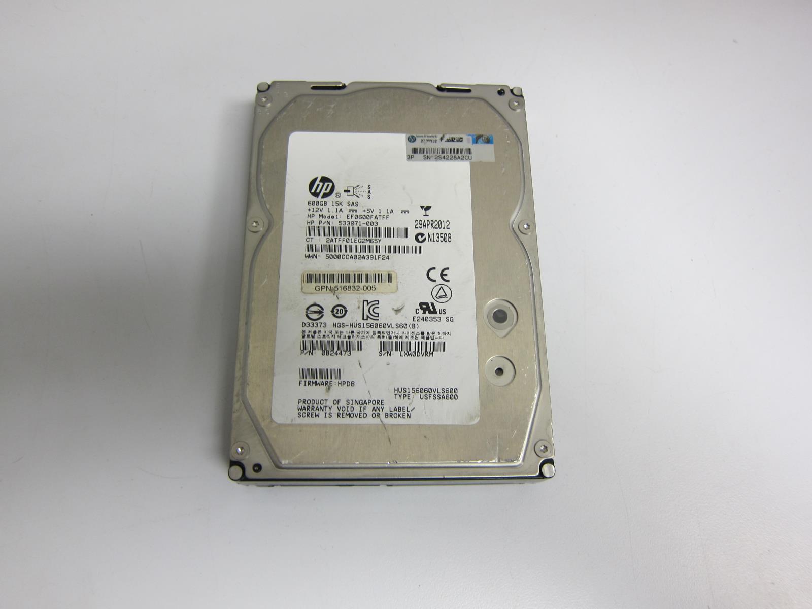 Dell Server HDD HITACHI 3.5" 600GB SAS 15K HUS156060VLS600 With New Tray