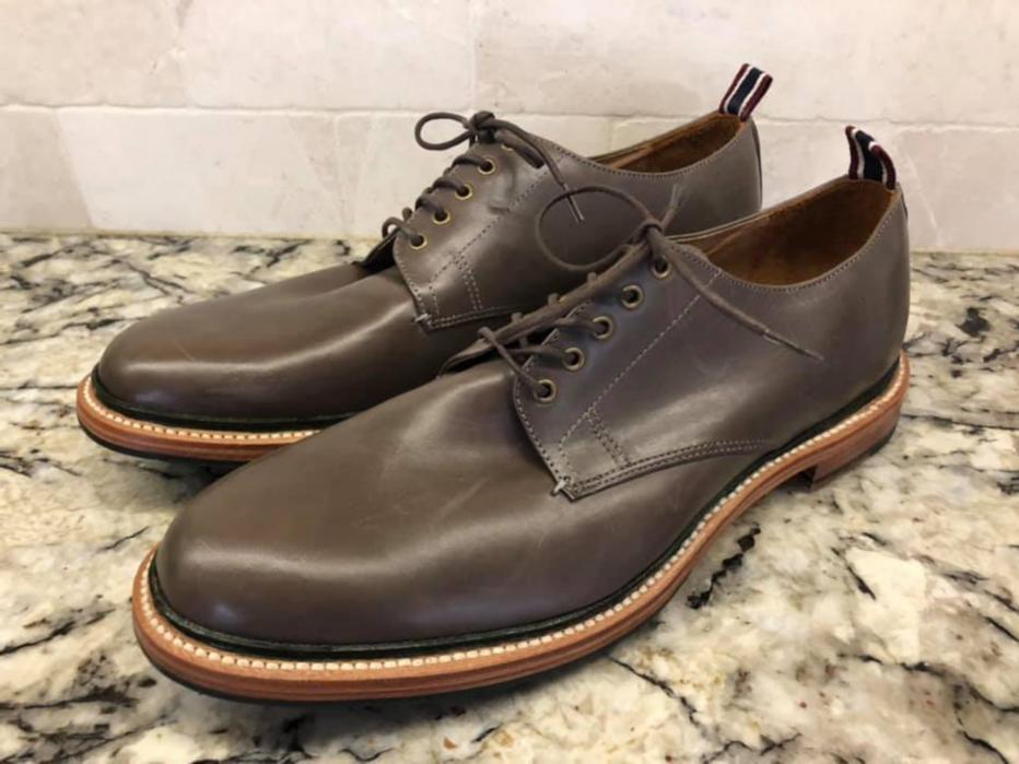 JCrew $298 Oar Stripe Italian leather derbys 8.5 dusty  display picture 2
