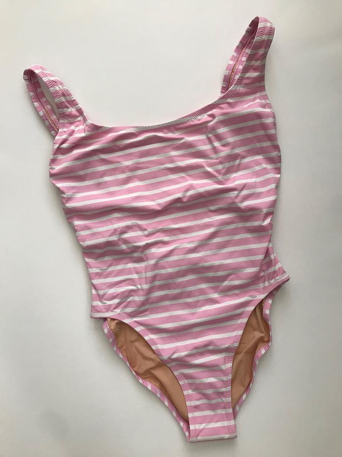 JCrew 110 Plunging Scoopback One Piece Swimsuit In Stripe 8 Crisp 