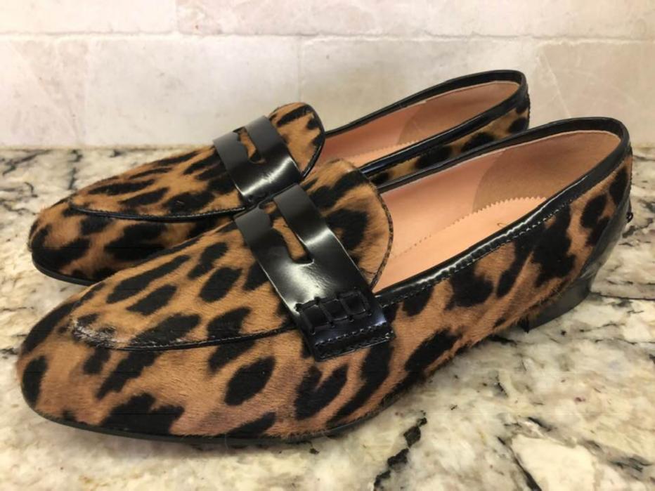 leopard penny loafers
