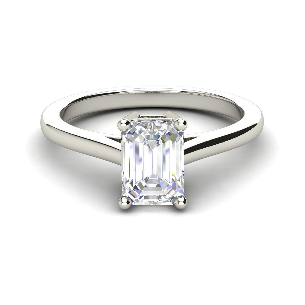 4 Prong 0.75 Carat SI1/D Emerald Cut Diamond Engagement Ring White Gold