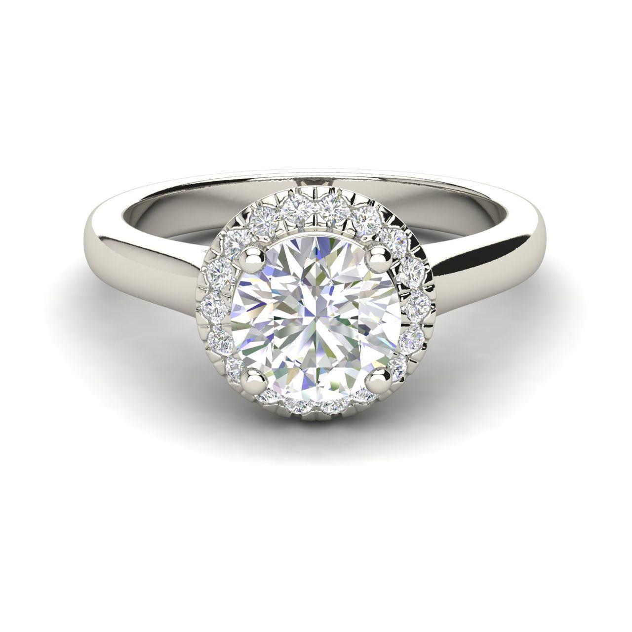 Halo Solitaire 3.4 Carat SI1/F Round Cut Diamond Engagement Ring White